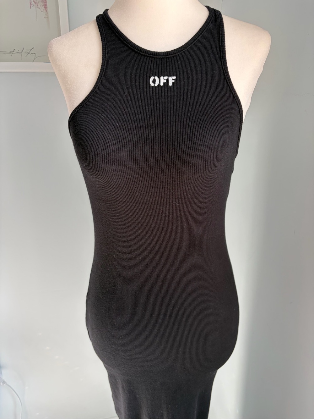 Off-White Black Ribbed Racerback Dress - Picture 11 of 16
